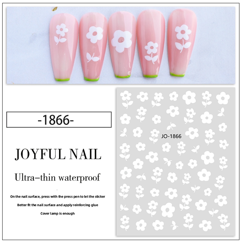 Hình Xăm Hoa Cúc Trắng 3D Trang Trí Móng Tay