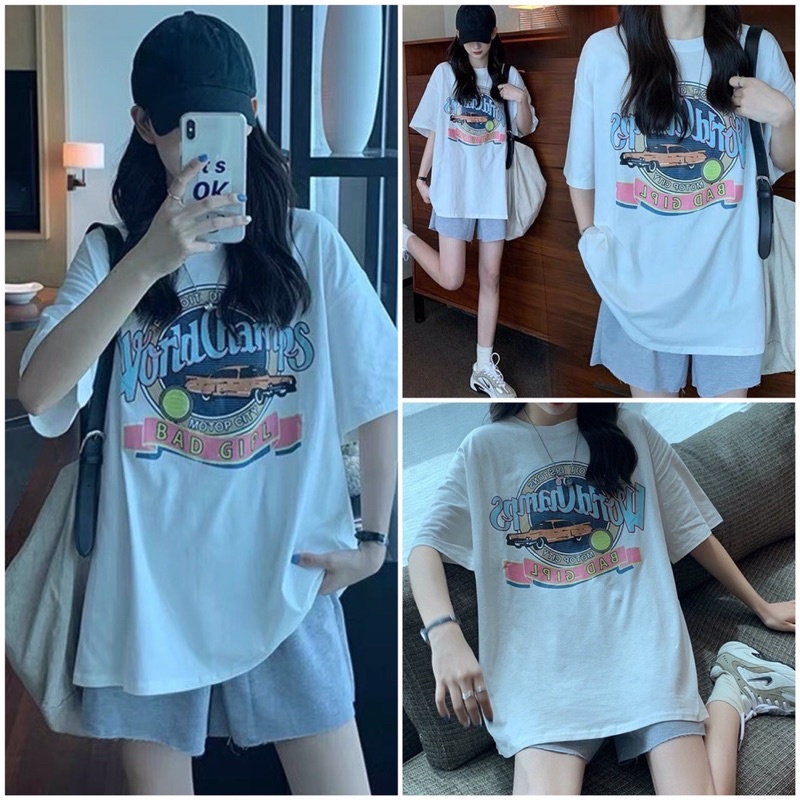 Set bộ Bad quần tàn cộc unisex nam nữ cực đẹp, Set áo phông cộc phom rộng