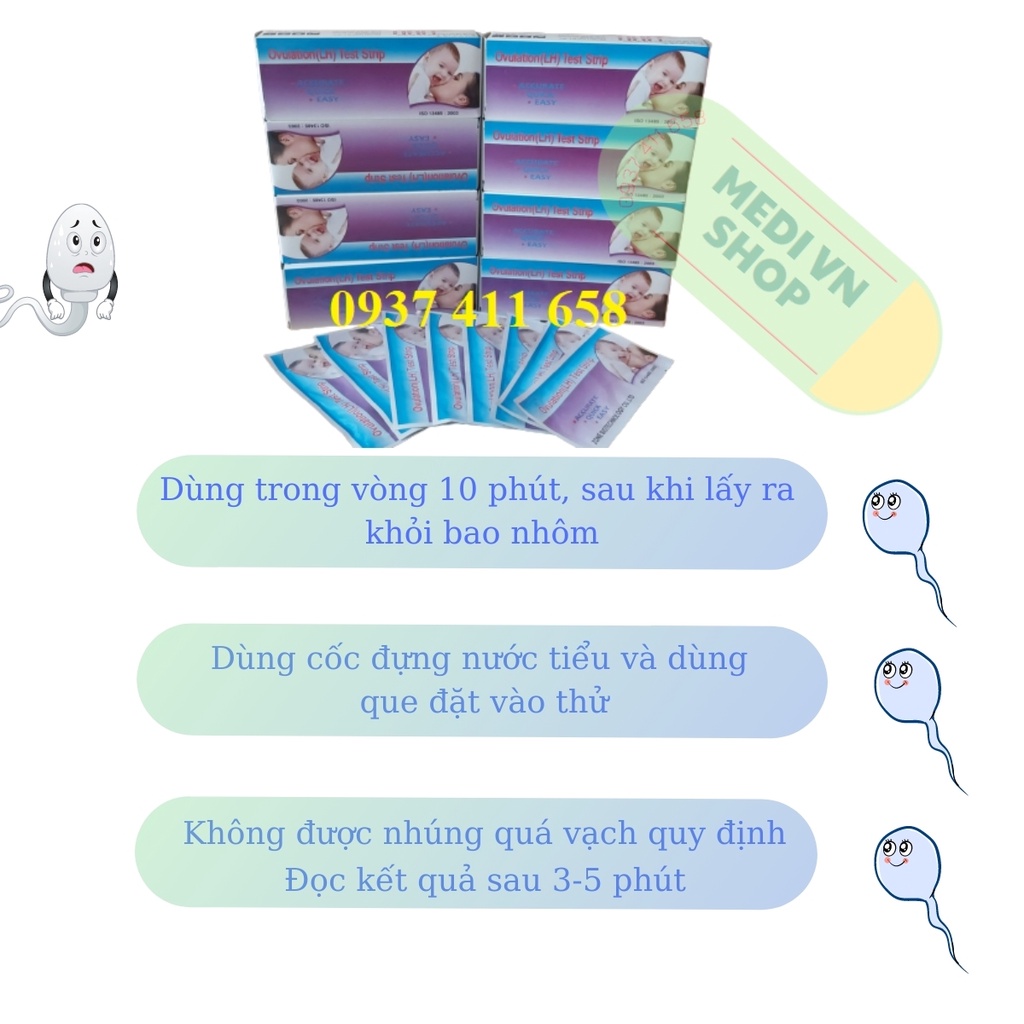 QUE THỬ RỤNG TRỨNG OVULATION (LH) TEST STRIP (Bộ 20 Test)