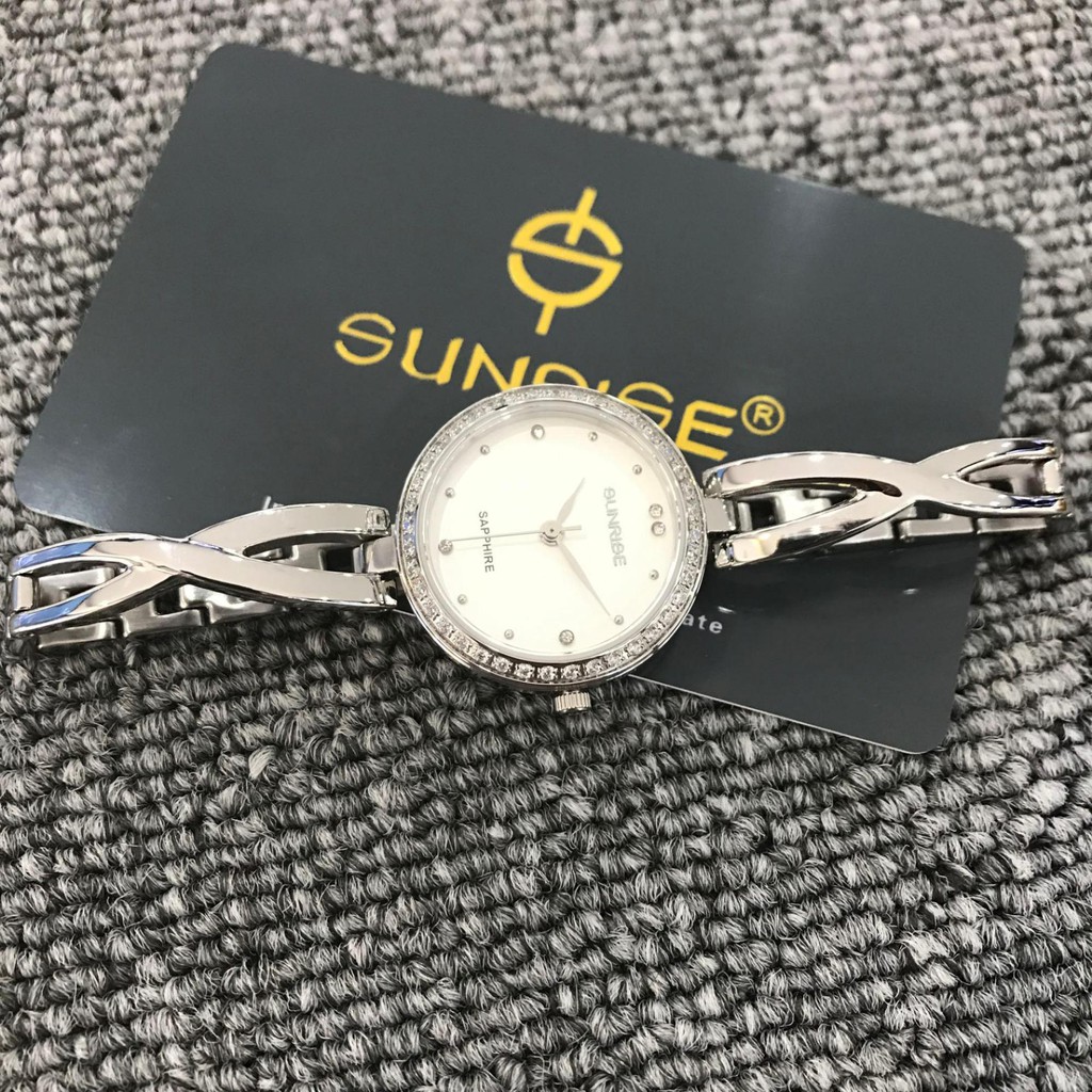 Đồng hồ nữ dây kim loại mặt kính sapphire chống xước Sunrise SL715DLS đen