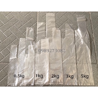[1KG] Túi xốp quai bóng mỡ trắng, loại thường - hàng chợ hay dùng