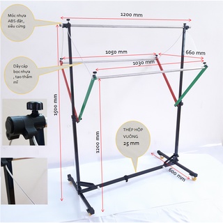 Sào Phơi Đồ 3 Nhánh,Treo Được 100 Bộ,2 Nhánh Gấp Gọn Nhanh,Thép Sơn Tĩnh Điện và Sào Inox,Cáp Treo Thép Bọc Nhựa,Móc ABS