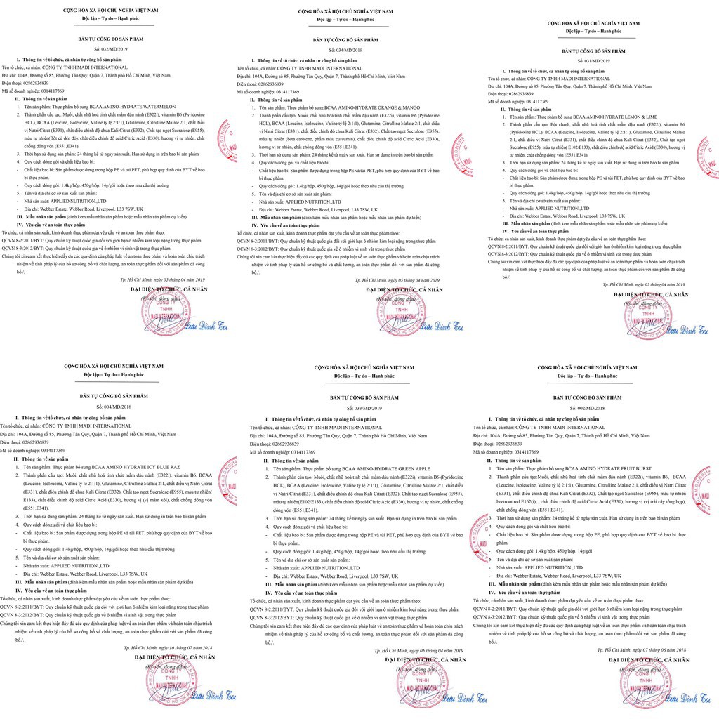 Applied Nutrition Sample BCAA hỗ trợ phục hồi cơ bắp  một lần sử dụng