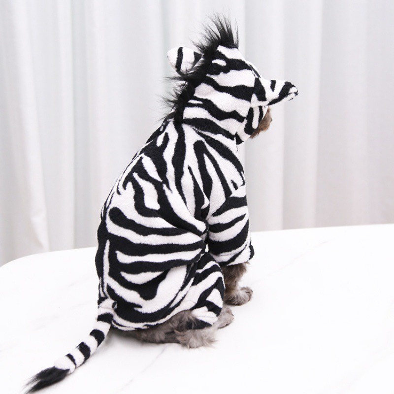 Áo hoá trang cho thú cưng hình ngựa vằn đáng yêu - Áo cosplay cho chó mèo 4 chân có mũ trùm đầu