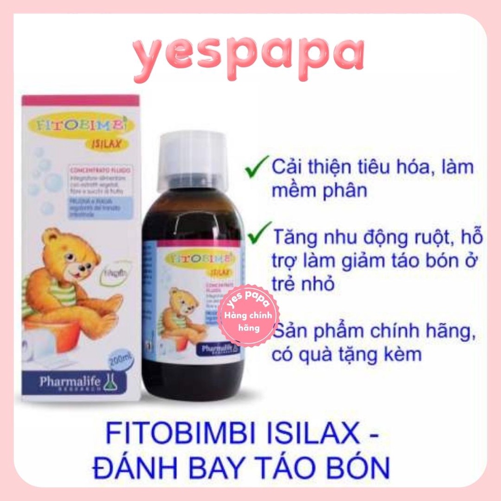 Siro thảo dược Isilax Fitobimbi Pharmalife hỗ trợ tiêu hóa chống táo bón lọ 200ml