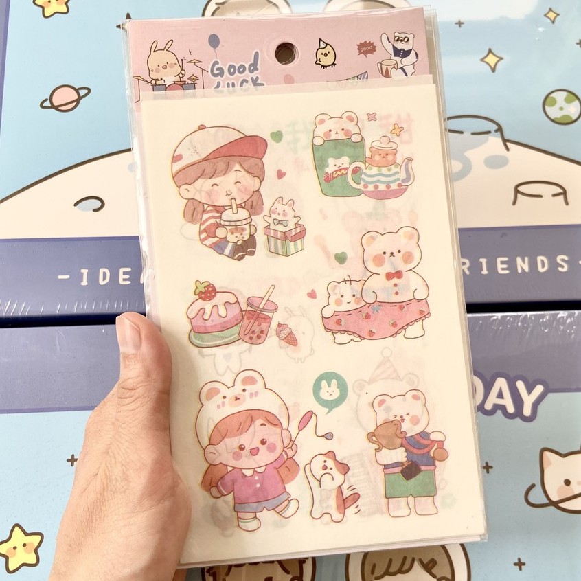 Set 4 tấm sticker trang trí nhiều mẫu cute