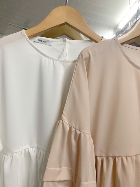 [Mã WAP15 hoàn 15% xu đơn 150k] [HOT TREND] Áo babydoll xếp ly tay 2 màu trắng, be (ảnh thật cuối) | BigBuy360 - bigbuy360.vn