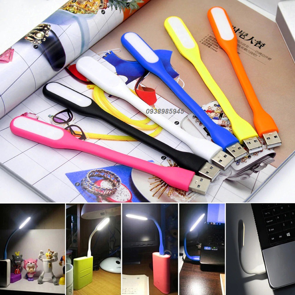 Đèn LED Đọc Sách Đầu Cắm USB Dẻo Siêu Sáng Cắm Máy Tính, Sạc Dự Phòng