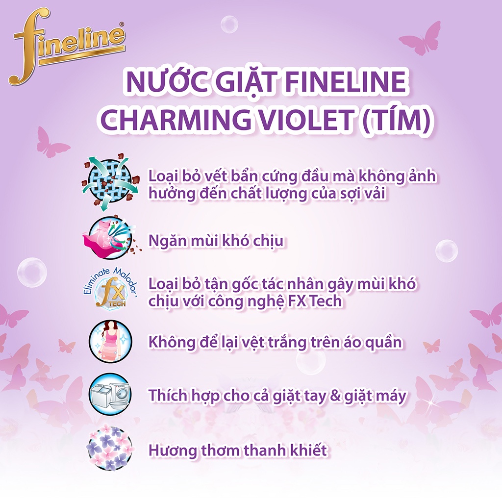 Nước Giặt Fineline Charming Violet (Tím) Can 3000 ml.