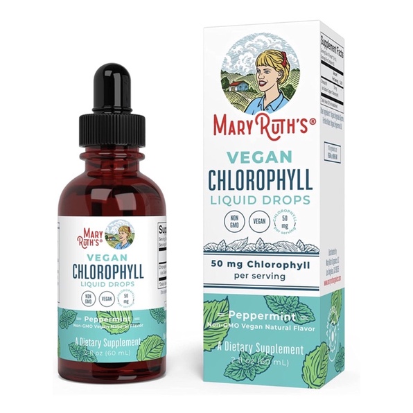 Tinh chất diệp lục cô đặc thuần chay Non GMO Chlorophyll MaryRuth's Organic vị bạc hà 60ml USA