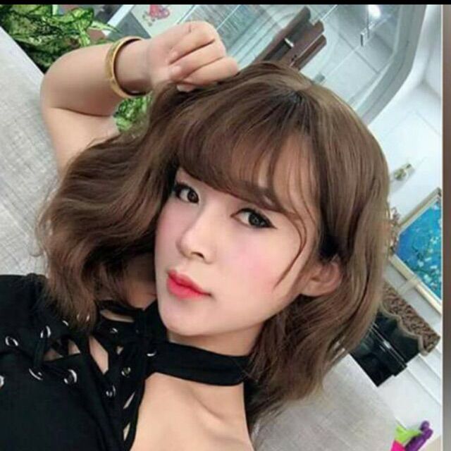 Tóc giả nữ đẹp  FREESHIP  nguyên đầu vic xù vàng tây tặng kèm lưới tóc