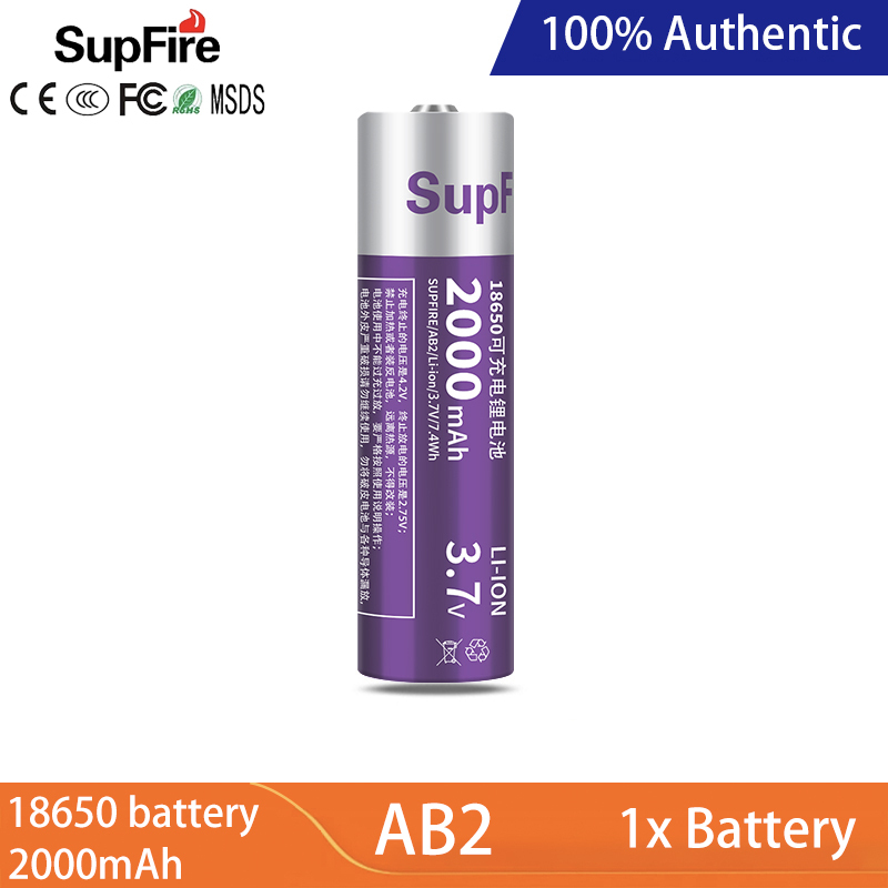 SupFire AB2 Mạnh Mẽ Ánh Sáng Đèn Pin 18650 Li-Ion Pin Sạc 2000MAh 3.7V Thích Hợp Cho 10W Đèn Pin