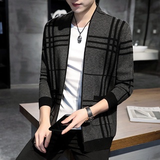 Áo khoác cardigan len mỏng màu trơn cổ đứng phối nút phong cách trẻ trung thời trang 2020 cho nam