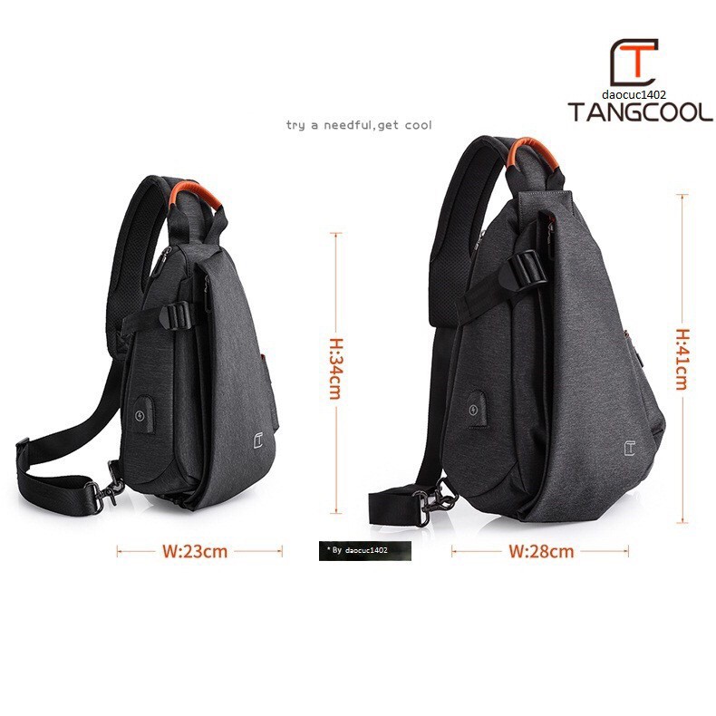Tangcool - Balo đeo chéo, balo usb, balo công nghệ cao cấp TC901