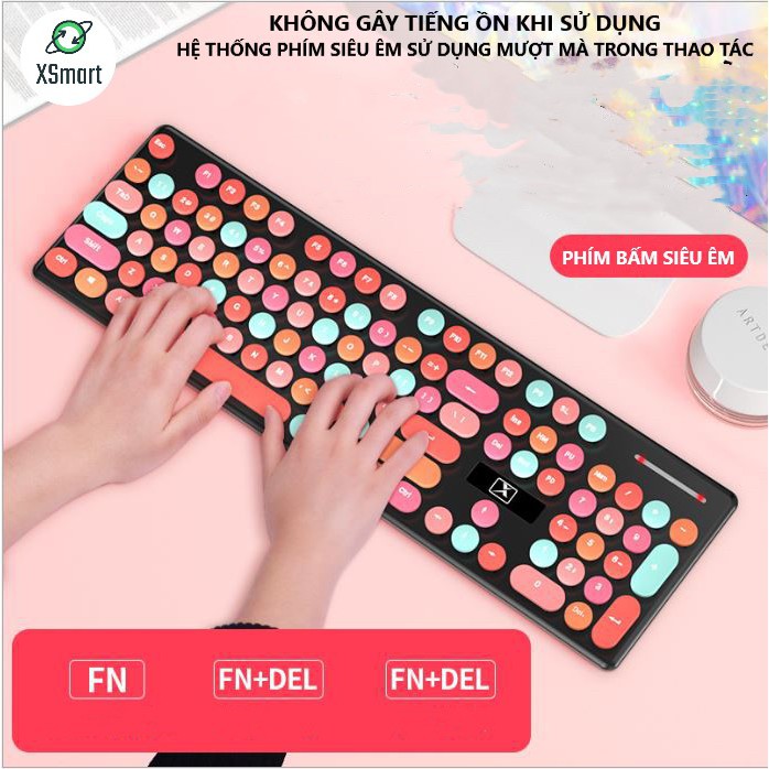 Bộ Bàn Phím Và Chuột Không Dây PIN Sạc N620 Candy Hồng Nhiều Màu Sắc, Dùng Cho Máy Tính, Laptop, PC | BigBuy360 - bigbuy360.vn