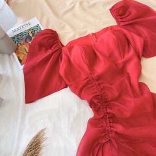 ĐẦM MAXI CỔ TIM RÚT DÂY ( 3 màu )