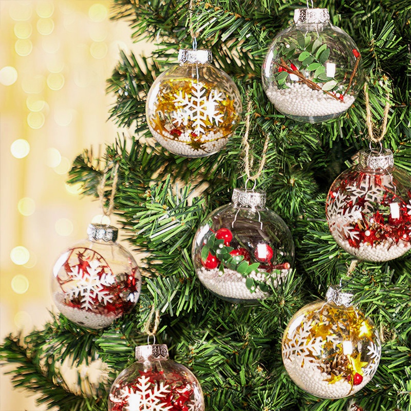 Trái Châu Trong Suốt 6 / 10cm Trang Trí Cây Thông Noel