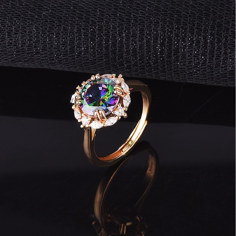 Nhẫn mạ vàng đính kim cương giả moissanite sang trọng cho nữ pt950
