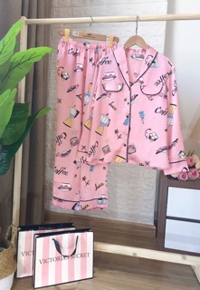 Bộ mặc nhà pyjama lụa coffee