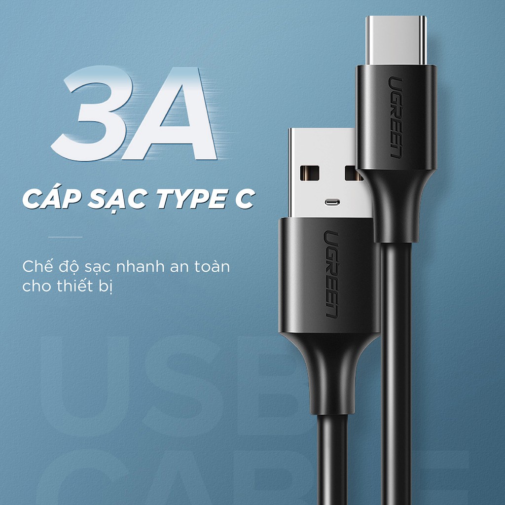 Cáp sạc USB 2.0 A sang USB C Ugreen US287 | Tốc độ truyền 480Mbps | Bảo Hành 1 đổi 1 18 Tháng | 60225 60114