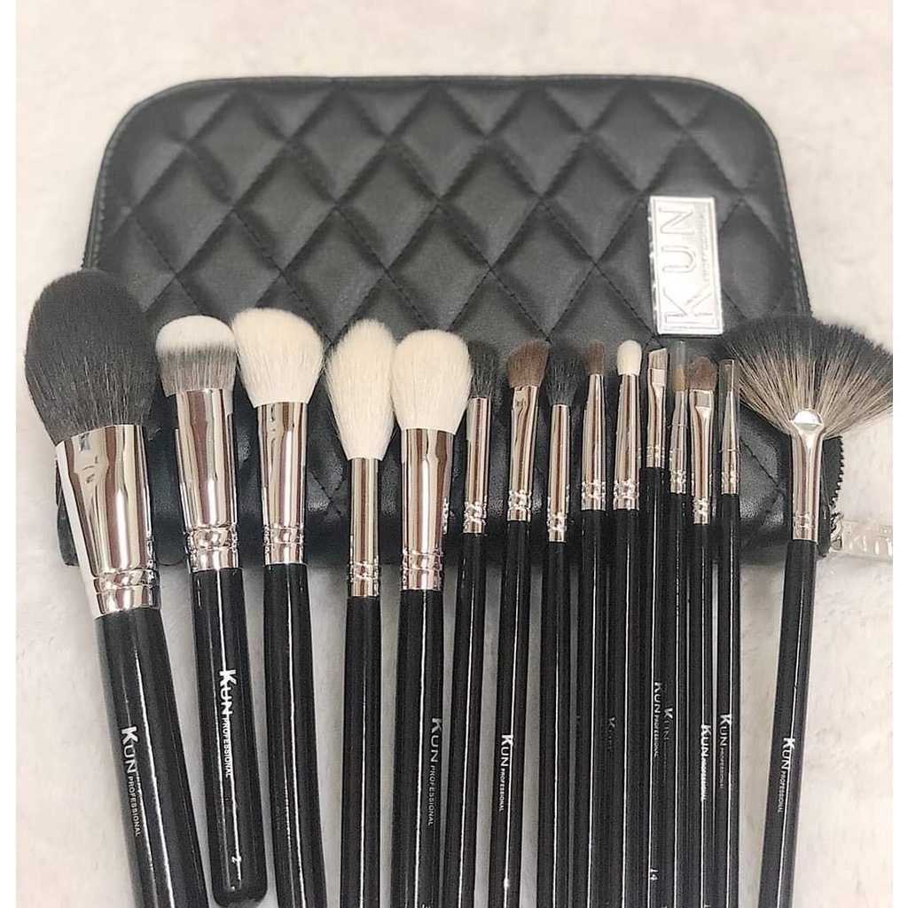 Bộ cọ cá nhân Kun 15 cây lông thú siêu mềm bám phấn