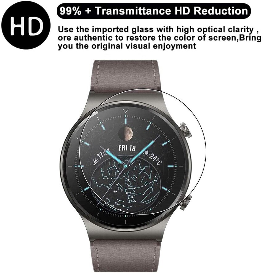 2pcs Tempered Glass for Huawei Watch GT 2 Pro GT2 Pro Smartwatch Screen Protective Film Water-proof Anti-Scratch Glass