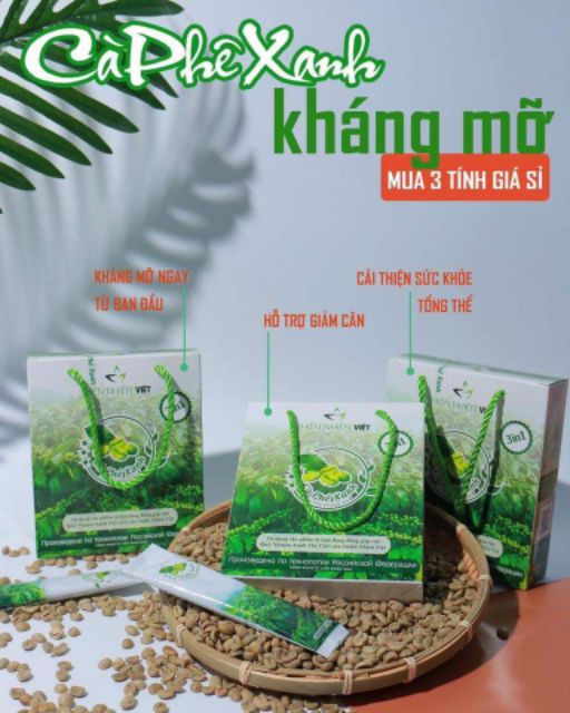 Combo 5 hộp Cafe xanh giảm cân kháng mỡ | BigBuy360 - bigbuy360.vn