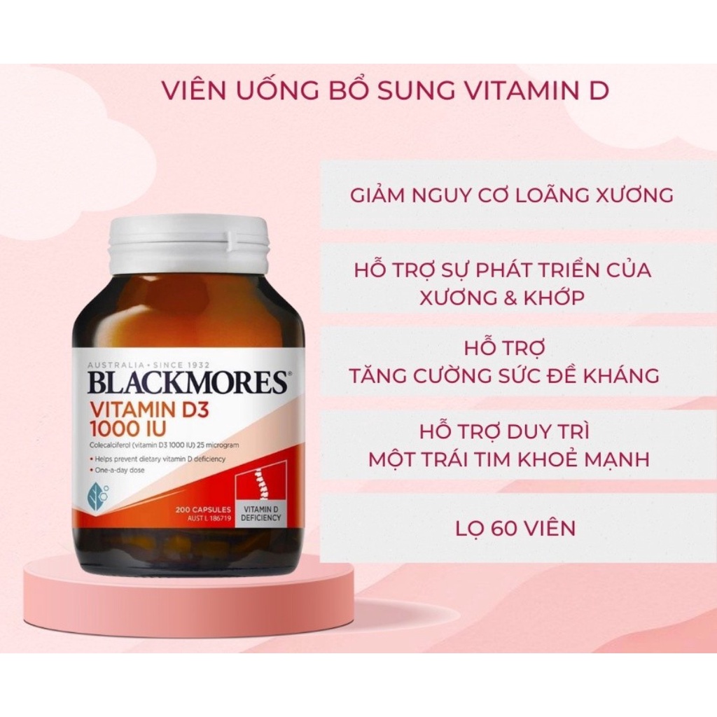 Viên uống chống loãng xương Healthy Care Vitamin D3 1000IU 500 viên