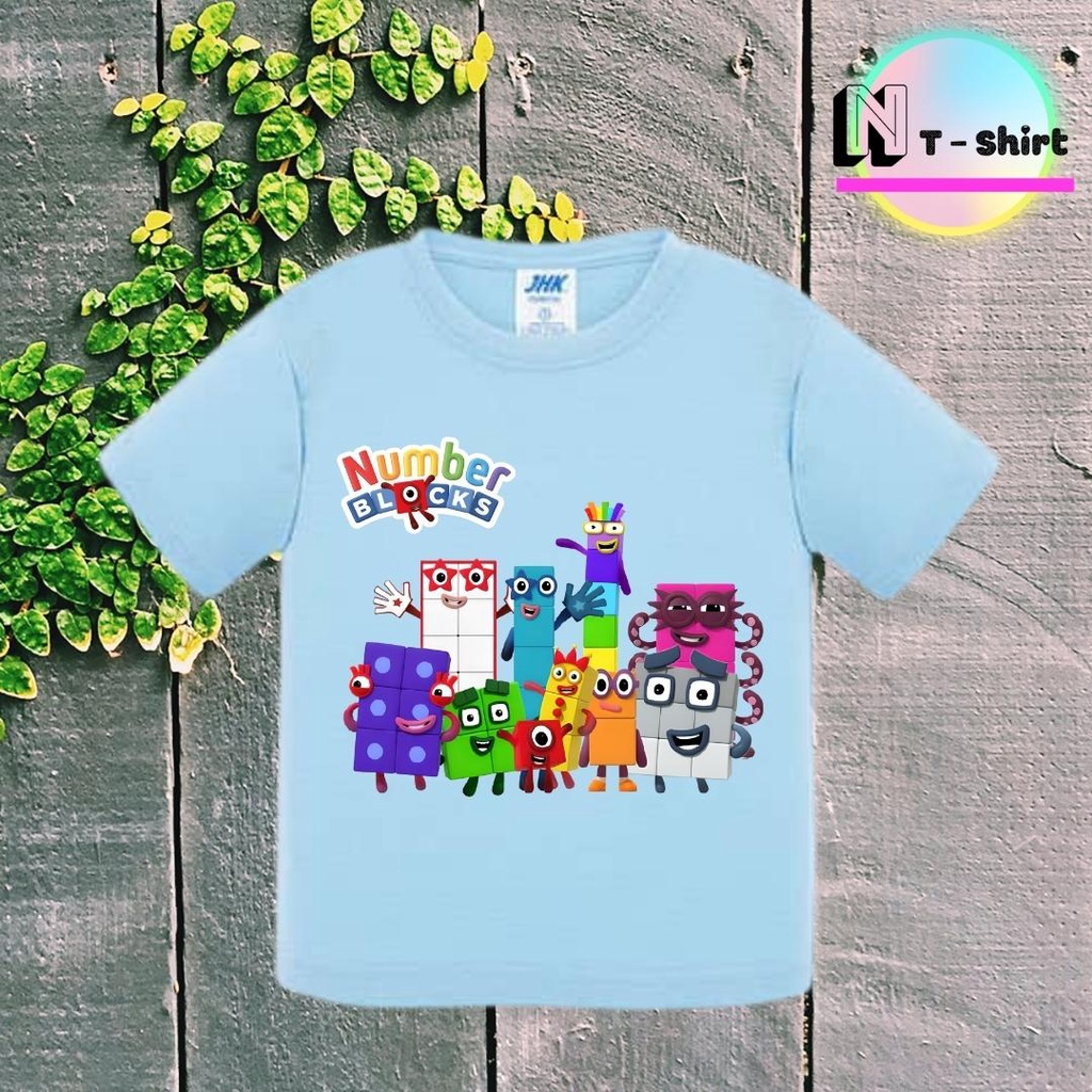 Áo thun cho bé trai và bé gái in hình hoạt hình Number Blocks dễ thương, chất liệu cotton mềm mịn thoáng mát NTShirt 14
