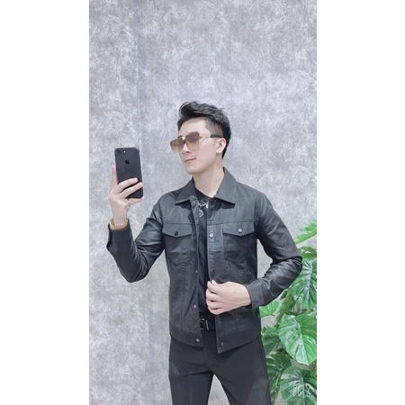 Áo khoác da vân LV siêu cấp, áo khoác da lv dành cho nam