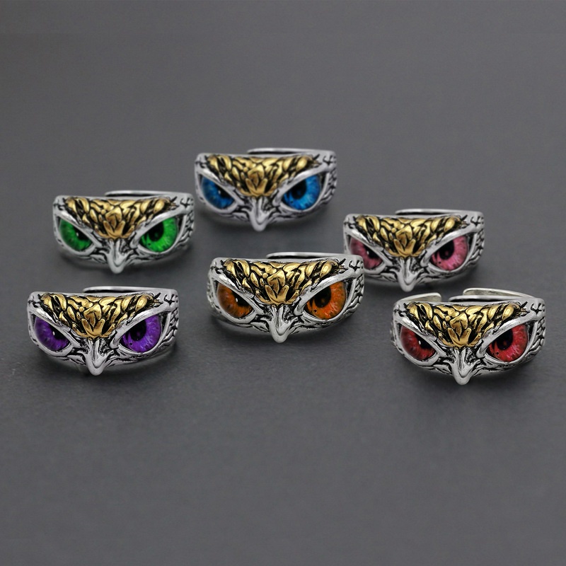 Nhẫn Hở Hình Cú Mắt Quỷ Thời Trang Punk Cổ Điển Có Thể Điều Chỉnh Cho Cặp Đôi