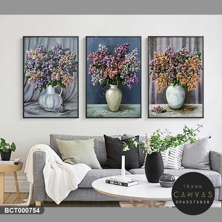 Tranh canvas bộ 3 tấm Bình Hoa