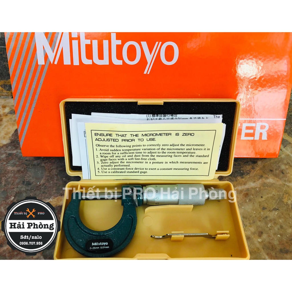 Thước panme đo ngoài Mitutoyo 0-25mm, 25-50mm, 50-75mm, 75-100mm, 100-125mm xịn
