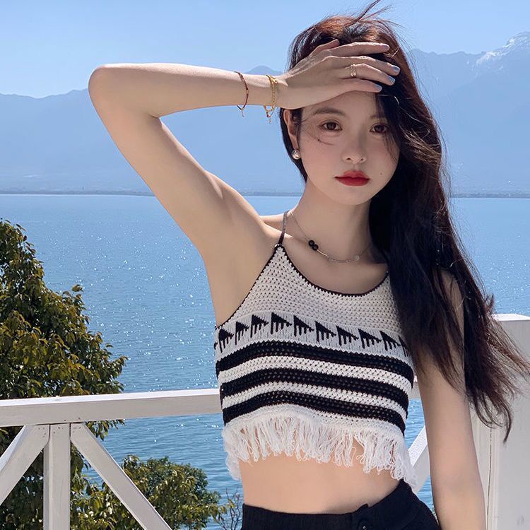 Áo Hai Dây Thêu Họa Tiết Phong Cách Vintage Cho Nữ