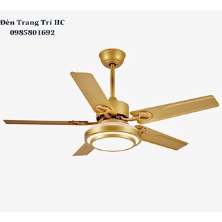 Quạt Trần Đèn động cơ lõi đồng 90w Cánh Thép Vàng Nhũ k ghỉ 506Y