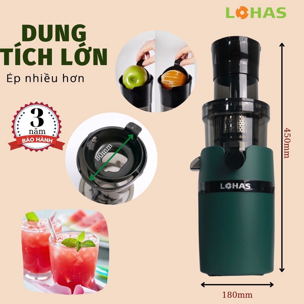 Máy Ép Chậm, Ép Trái Cây Cao Cấp Thương Hiệu LOHAS LS-229 Công Suất Lên Tới 200W