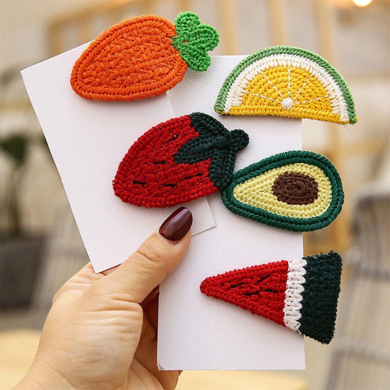 Kẹp Tóc Len, Kẹp Tóc Hoa Quả Trái Cây Xinh Xắn Phong Cách Hàn Quốc DAHABOO KT12