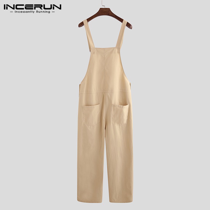 Quần yếm baggy INCERUN màu trơn phong cách thời trang vintage dành cho nam | BigBuy360 - bigbuy360.vn