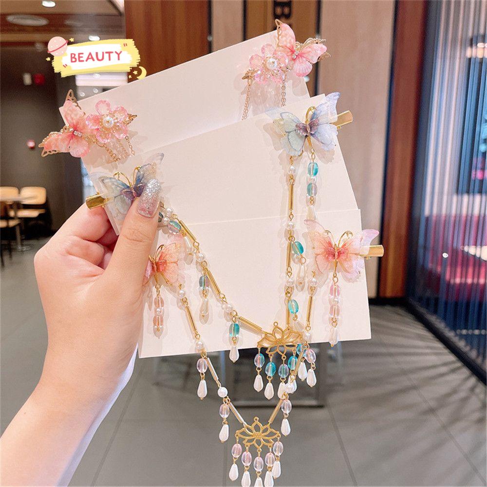 Set 2 Kẹp Tóc Hình Bướm Đính Ngọc Trai