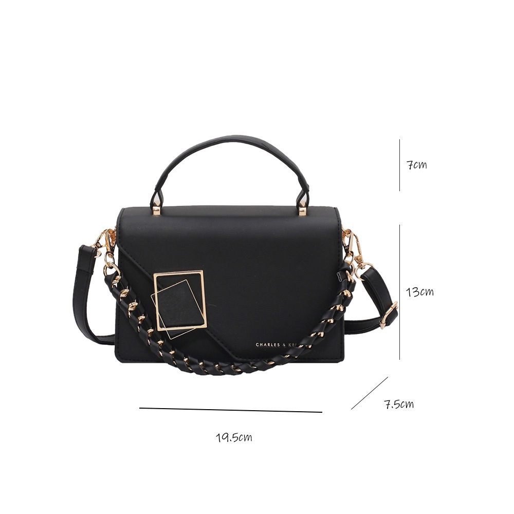 Túi xách nữ đeo chéo dáng vuông hai ngăn phong hàn quốc thời trang da dây xích thiết kế độc đáo giá rẻ đẹp đi chơi
