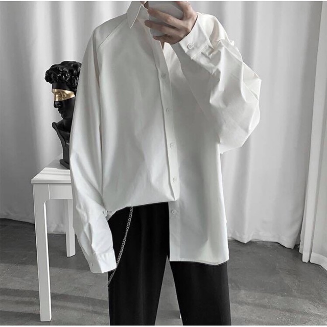Áo Sơ Mi Đen và Trắng Unisex( ảnh thật)