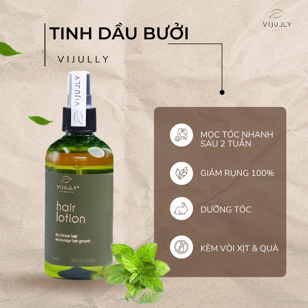 Tinh dầu bưởi Vijully chính hãng làm MỌC TÓC NHANH DÀY VÀ DÀI