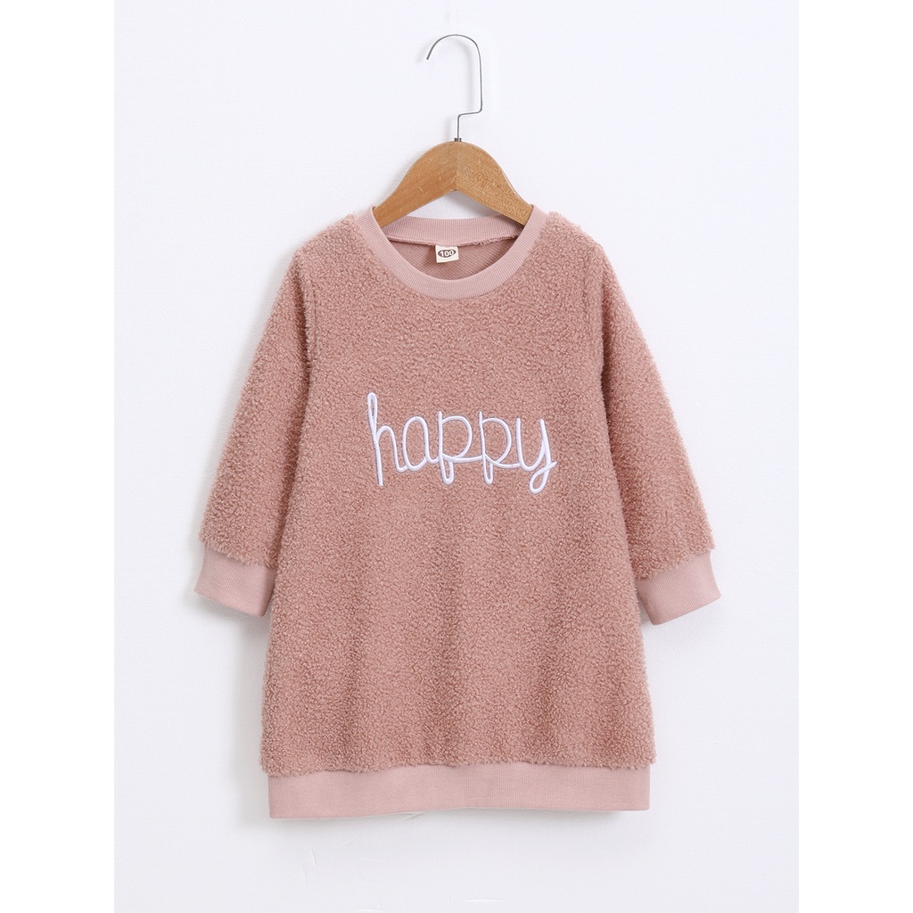 Đầm thời trang Mikrdoo vải cotton lông cừu tay dài phong cách mùa thu ấm áp dành cho bé