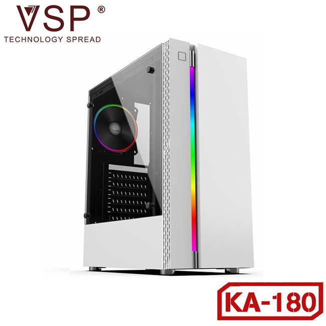 Vỏ case máy tính VSP KA-180 – Kính Cường Lực ( Màu đen) - hàng mới chính hãng 100%