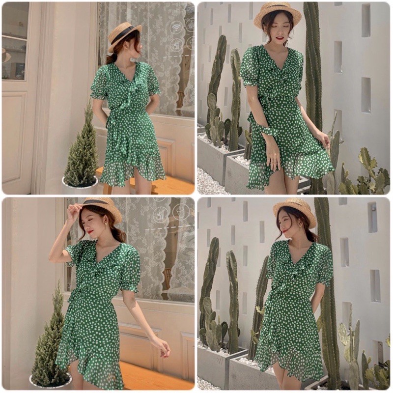 Váy đỏ chấm bi Blapink đắp tà vải voan rủ - DRESS T05A T04 | BigBuy360 - bigbuy360.vn