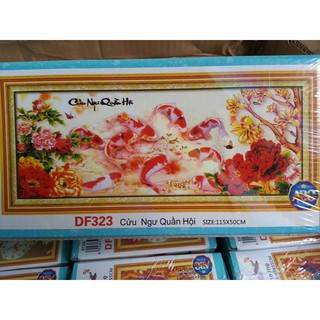 Tranh đính đá cửu ngư quần hội DF323
