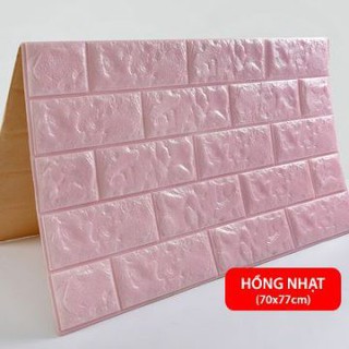 [Kho Hà Nội] Miếng xốp dán tường 3D giả gạch kích thước 70 x 77 (Màu Hồng) - Hàng nhập khẩu cao cấp