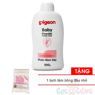 Phấn rôm Pigeon 200g Tặng 1 gói tăm bông đầu nhỏ