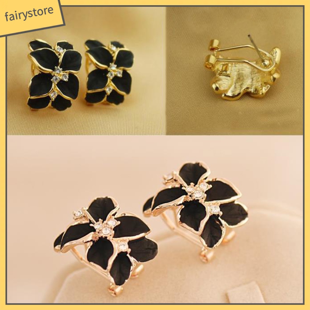 Bông Tai Hình Hoa Đính Đá Dễ Thương