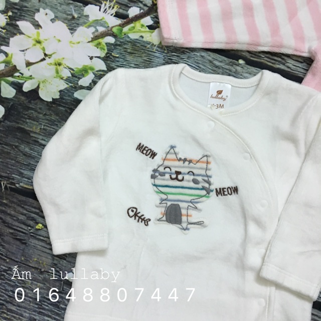 Áo dài tay cài lệch băng lông LULLABY 2018 đông 3m-24m